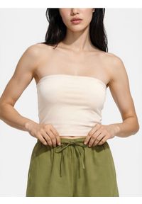 Reserved - Top bandeau z modalem - kremowy. Kolor: kremowy. Materiał: dzianina #1