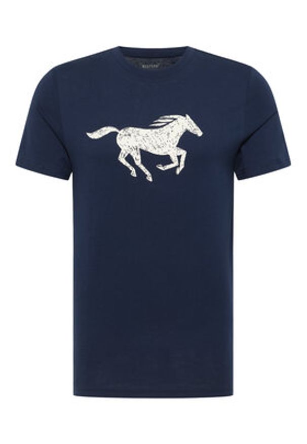 Mustang T-Shirt Austin 1016483 Granatowy Regular Fit. Kolor: niebieski. Materiał: bawełna