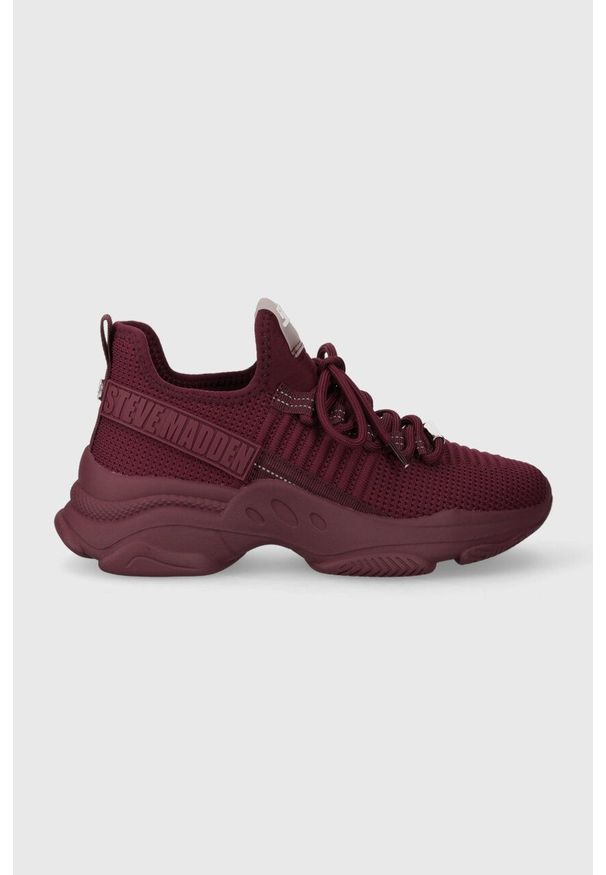Steve Madden sneakersy Mac-E kolor bordowy SM19000019. Nosek buta: okrągły. Zapięcie: sznurówki. Kolor: czerwony. Materiał: materiał. Obcas: na platformie