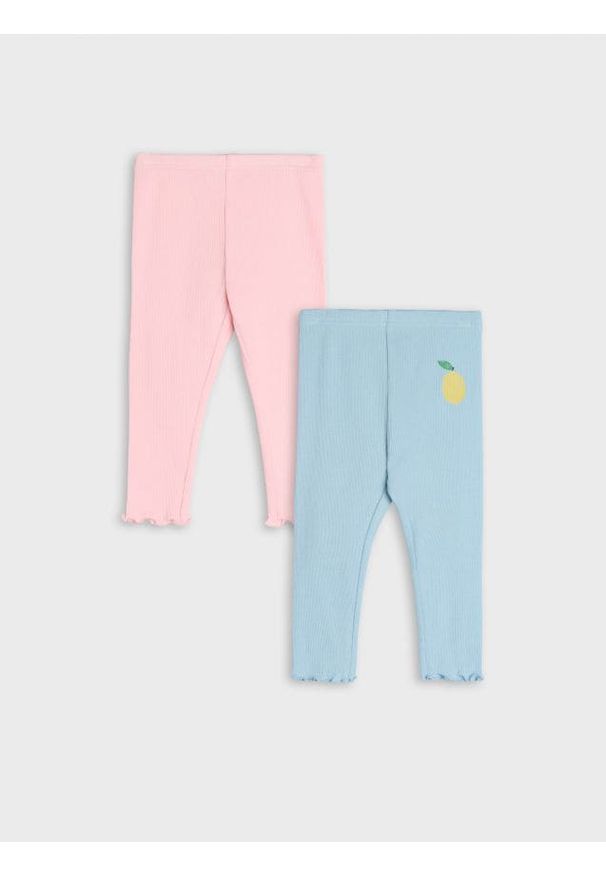 Sinsay - Legginsy 2 pack - błękitny. Kolor: niebieski. Materiał: bawełna