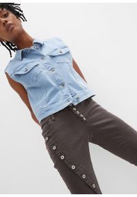 bonprix - Spodnie twillowe z elastycznego materiału z bawełną. Kolor: szary. Materiał: bawełna, materiał. Długość: długie #2