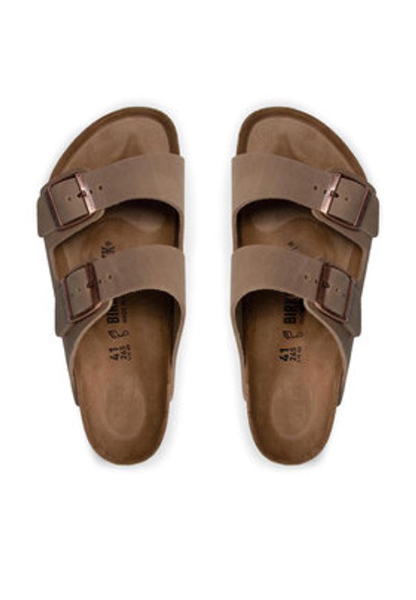 Birkenstock Klapki Arizona 0352201 Brązowy. Kolor: brązowy. Materiał: nubuk, skóra
