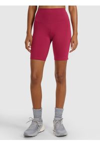4f - 4F Legginsy kolarki treningowe damskie - czerwone XS. Stan: podwyższony. Kolor: czerwony. Materiał: materiał, elastan, syntetyk, dzianina, włókno. Długość: krótkie. Wzór: ze splotem, gładki. Sport: fitness