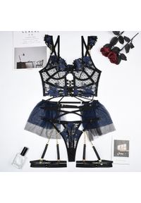 Intica - Komplet bielizny z ozdobnymi detalami na specjalne okazje Tzeni. Kolor: czarny. Materiał: materiał. Wzór: aplikacja