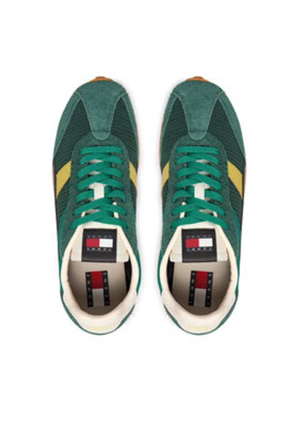 Tommy Jeans Sneakersy Retro Runner Archive Open Mesh EM0EM01715 Zielony. Kolor: zielony. Materiał: skóra, zamsz