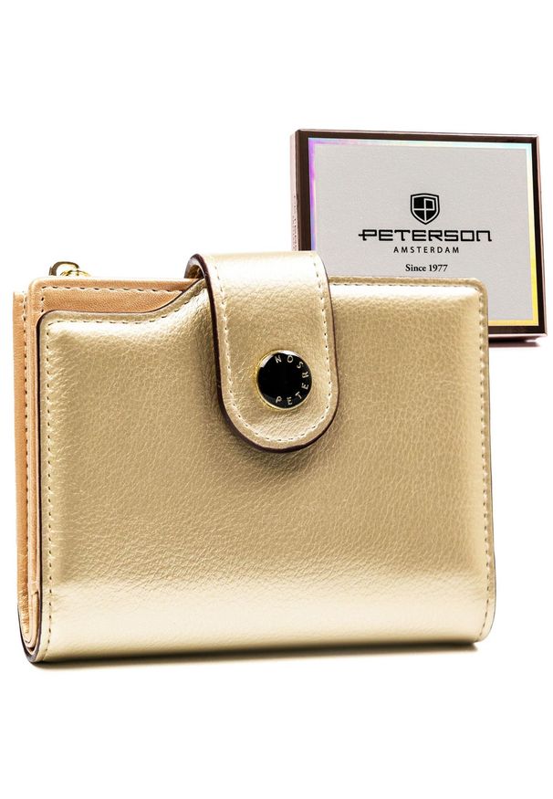 Portfel damski Peterson PTN 012-HRH złoty. Kolor: złoty. Materiał: skóra ekologiczna