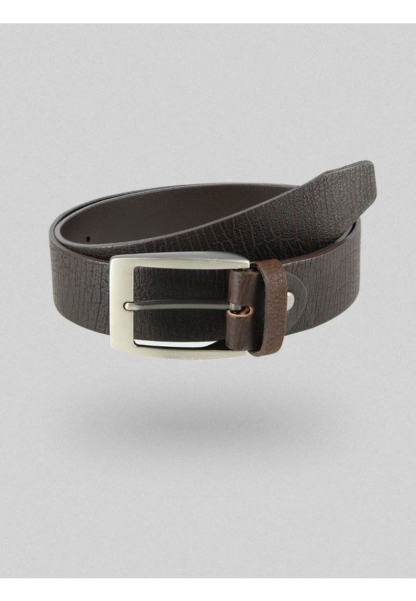 Volcano - Brązowy pasek męski skórzany BROK 2. Kolor: brązowy. Materiał: skóra. Wzór: aplikacja. Styl: casual, klasyczny