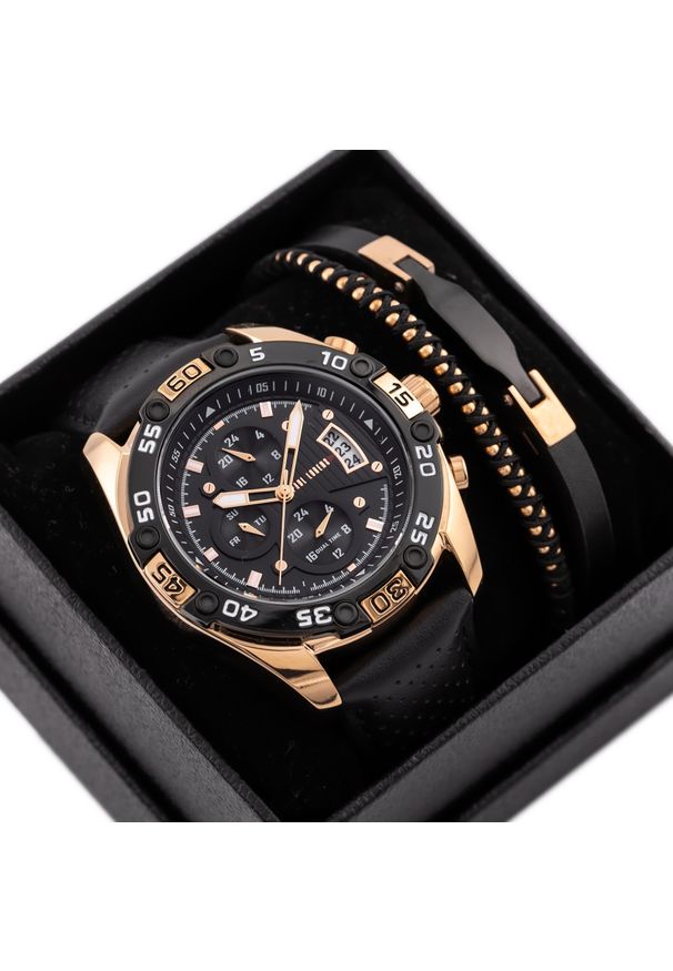 Paul Lorens - KOMPLET PREZENTOWY MĘSKI PAUL LORENS - Zegarek + Bransoletka (zg375f)