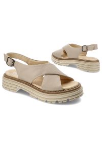 Beżowe Sandały Simen Modne Obuwie Damskie. Kolor: beżowy. Sezon: lato. Styl: elegancki #4