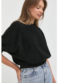 Miss Sixty bluza damska kolor czarny gładka. Kolor: czarny. Materiał: dzianina. Długość rękawa: krótki rękaw. Długość: krótkie. Wzór: gładki #2