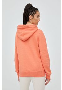 Superdry bluza damska kolor pomarańczowy z kapturem z aplikacją. Typ kołnierza: kaptur. Kolor: pomarańczowy. Materiał: bawełna. Wzór: aplikacja