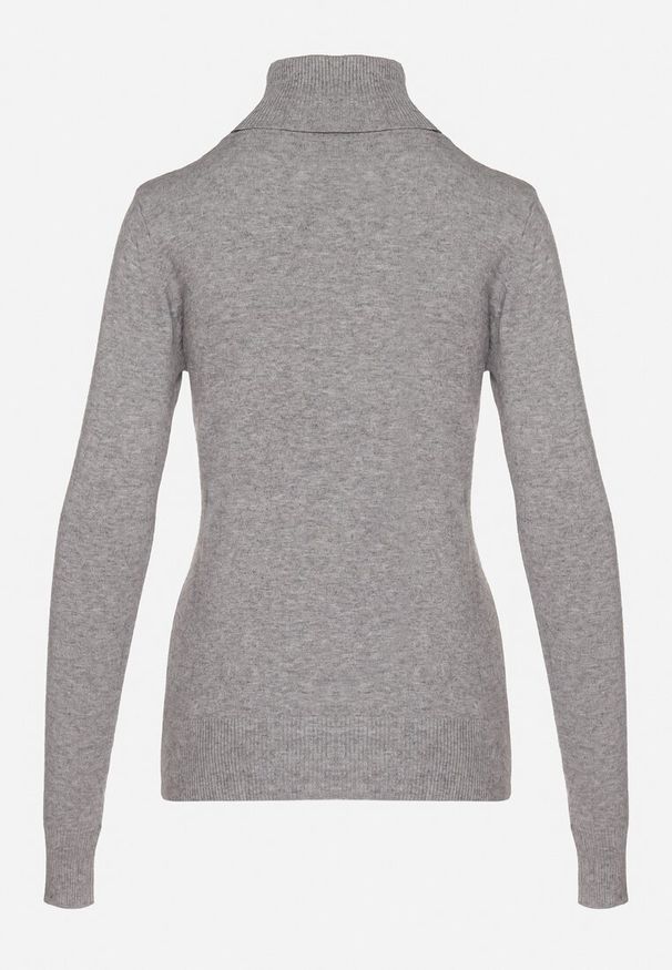 Born2be - Szary Golf Sweter z Wiskozą i Kaszmirem Zailaya. Okazja: na co dzień. Typ kołnierza: golf. Kolor: szary. Materiał: wiskoza, kaszmir. Styl: casual