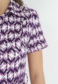 Born2be - Fioletowa Koszulowa Sukienka Maxi z Materiałowym Paskiem Rainora. Okazja: na co dzień. Typ kołnierza: dekolt w kształcie V. Kolor: fioletowy. Materiał: materiał. Długość rękawa: krótki rękaw. Typ sukienki: koszulowe. Styl: klasyczny, casual, elegancki. Długość: maxi #4