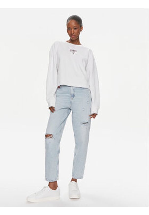 Tommy Jeans Bluza Essential Logo DW0DW17796 Biały Relaxed Fit. Kolor: biały. Materiał: syntetyk