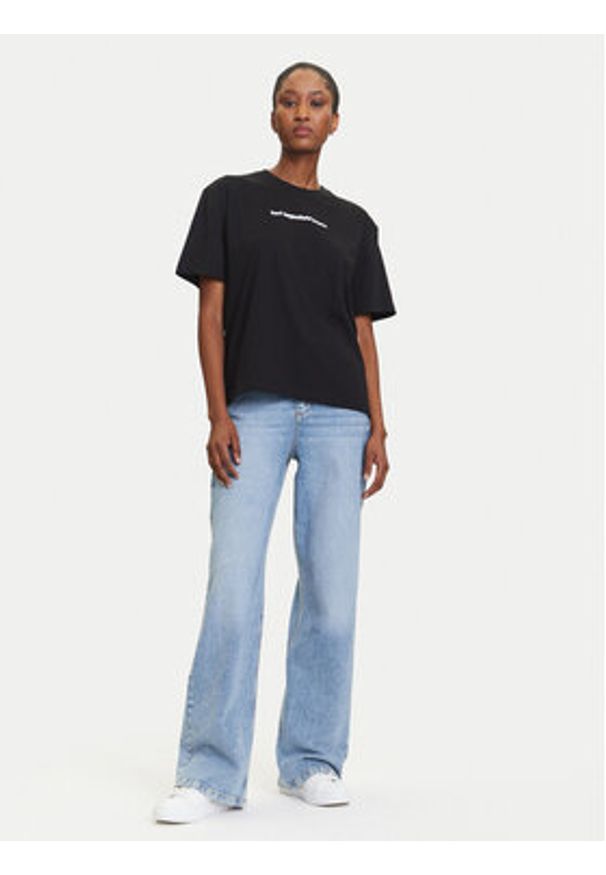 Karl Lagerfeld Jeans T-Shirt A3W17039 Czarny Regular Fit. Kolor: czarny. Materiał: bawełna