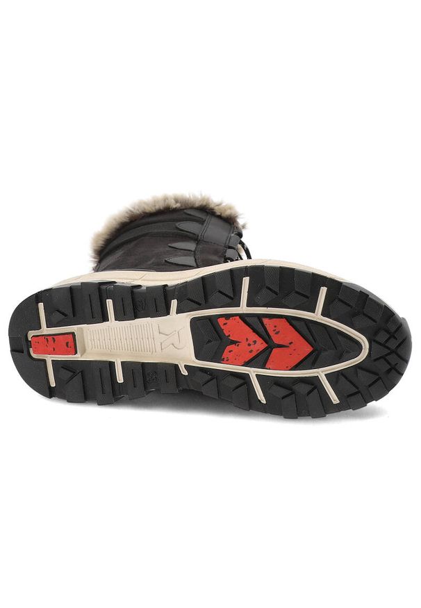 Czarne Śniegowce Rieker Ocieplane Buty Damskie. Kolor: czarny. Materiał: skóra, futro. Szerokość cholewki: normalna