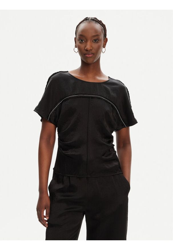 Pinko - PINKO Bluzka 104596 A2BU Czarny Regular Fit. Kolor: czarny. Materiał: syntetyk