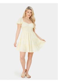 Brave Soul Sukienka letnia LDRW-654BELINDAL Żółty Straight Fit. Kolor: żółty. Materiał: bawełna. Sezon: lato #3