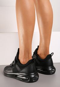 Renee - Czarne Buty Sportowe Sneakersy Sznurowane z Air Podeszwą Risane. Okazja: na co dzień. Kolor: czarny #3