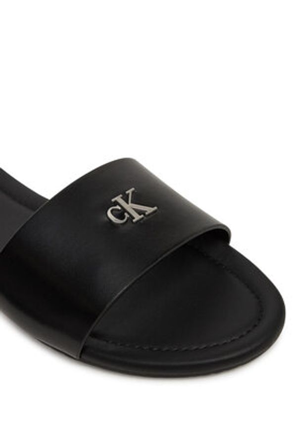 Calvin Klein Jeans Klapki Flat Sandal Slide Mg YW0YW01697 Czarny. Kolor: czarny. Materiał: skóra