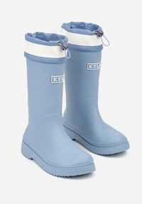 Born2be - Niebieskie Kalosze ze Ściąganą Cholewką i Napisem Oveslia. Okazja: na co dzień. Kolor: niebieski. Materiał: jeans. Szerokość cholewki: normalna. Wzór: napisy. Sezon: wiosna. Styl: casual, klasyczny