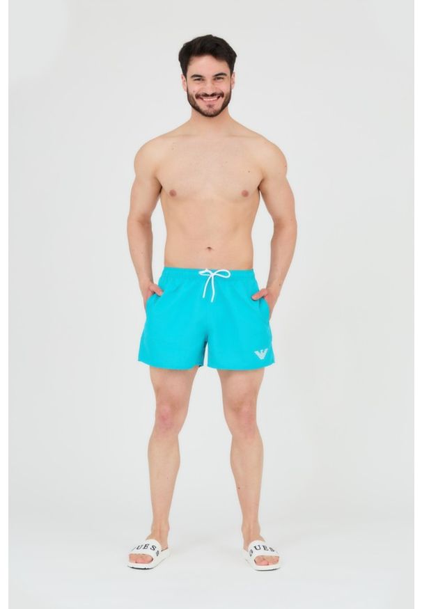 Emporio Armani - EMPORIO ARMANI Spodenki kąpielowe. Kolor: niebieski. Materiał: poliester