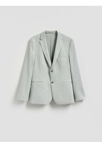 Reserved - Marynarka slim fit z dodatkiem wiskozy - jasnozielony. Kolor: zielony. Materiał: wiskoza #1
