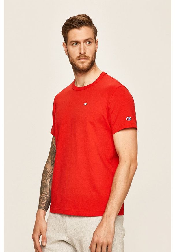 Champion - T-shirt. Okazja: na co dzień. Kolor: czerwony. Styl: casual