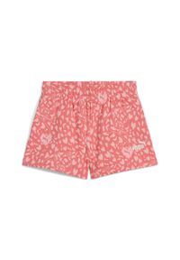 Puma - Młodzieżowe szorty Flaming Love z wysokim stanem PUMA Peach Frost Red. Stan: podwyższony. Kolor: czerwony. Wzór: nadruk
