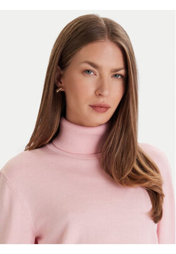 Calvin Klein Golf LV044D371G Różowy Regular Fit. Typ kołnierza: golf. Kolor: różowy. Materiał: syntetyk