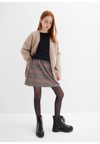bonprix - Spódnica z dżerseju z wygodnym paskiem w talii. Kolor: beżowy. Materiał: jersey. Długość: krótkie