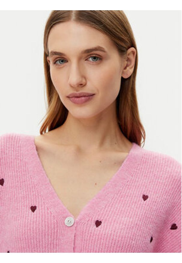 YAS Kardigan Bow 26034899 Różowy Regular Fit. Kolor: różowy. Materiał: syntetyk