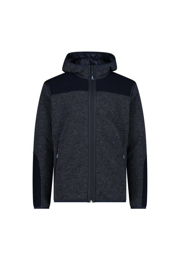 Bluza z kapturem wooltech z zipem CMP. Typ kołnierza: kaptur. Kolor: czarny. Styl: sportowy. Sport: turystyka piesza