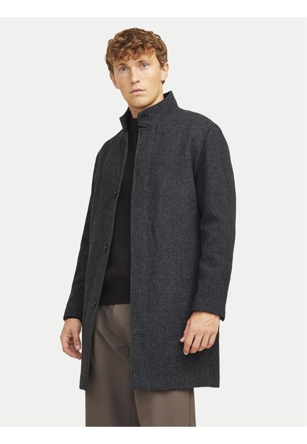 Jack & Jones Płaszcz wełniany Wilson 12259449 Czarny Regular Fit. Kolor: czarny. Materiał: syntetyk