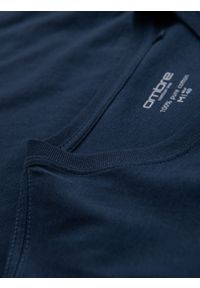 Ombre Clothing - Klasyczny T-shirt męski bawełniany BASIC - granatowy V2 - Rozmiar: XXL. Okazja: na co dzień. Kolor: niebieski. Materiał: bawełna. Styl: klasyczny