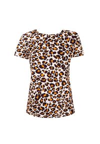 Patrizia Pepe T-Shirt | DM1224 A8W3 | Kobieta | Brązowy. Okazja: na co dzień. Kolor: brązowy. Materiał: bawełna. Wzór: nadruk, motyw zwierzęcy, aplikacja. Styl: casual