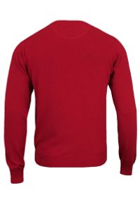 Sweter Czerwony Klasyczny Męski Bawełniany, Okrągły Dekolt (U-neck) - Adriano Guinari. Okazja: na spotkanie biznesowe, do pracy, na co dzień. Kolor: czerwony. Materiał: bawełna. Styl: klasyczny #2