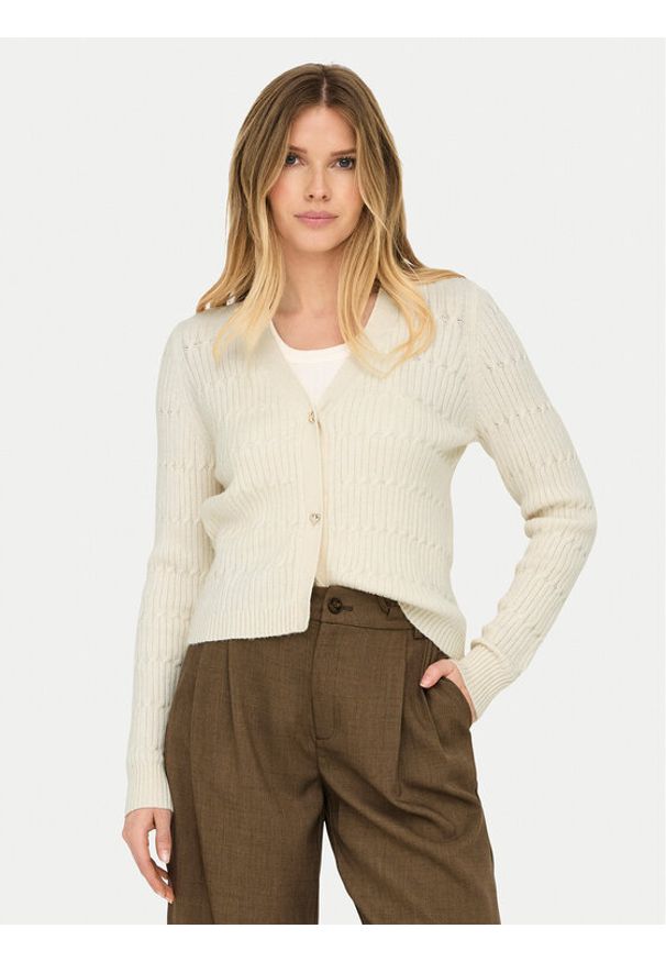 only - ONLY Kardigan Katia 15310902 Beżowy Regular Fit. Kolor: beżowy. Materiał: syntetyk