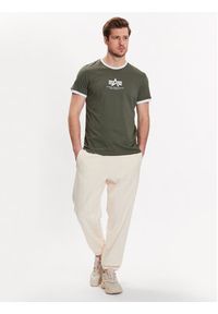 Alpha Industries T-Shirt Basic T Contrast 106501 Zielony Regular Fit. Kolor: zielony. Materiał: bawełna
