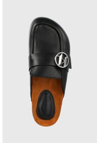 Karl Lagerfeld klapki skórzane ODESSA damskie kolor czarny. Nosek buta: okrągły. Kolor: czarny. Materiał: skóra. Wzór: gładki