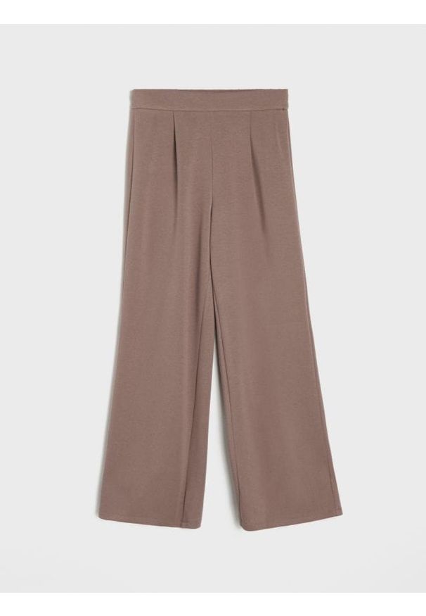 Sinsay - Spodnie wide leg z dzianiny scuba - brązowy. Kolor: brązowy. Materiał: dzianina