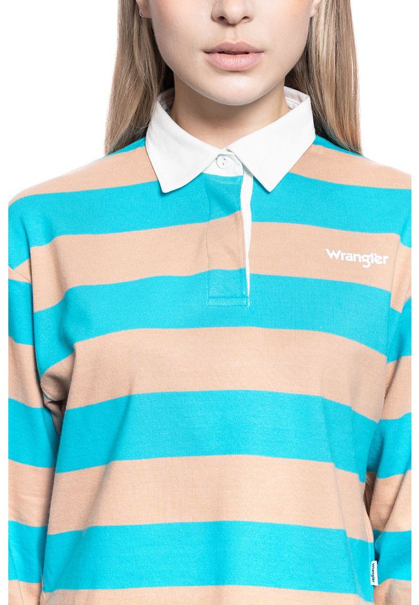 Wrangler - WRANGLER LS CROPPED POLO CARRIBEAN SEA W7Q3-GS-B13 112132082. Typ kołnierza: polo