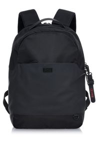 Ochnik - Dwukomorowy czarny plecak męski. Kolor: czarny. Materiał: nylon #1