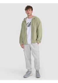 4f - 4F Polar z kapturem regular męski - oliwkowy M. Typ kołnierza: kaptur. Kolor: oliwkowy, wielokolorowy, brązowy. Materiał: polar. Wzór: jednolity. Sport: wspinaczka #2