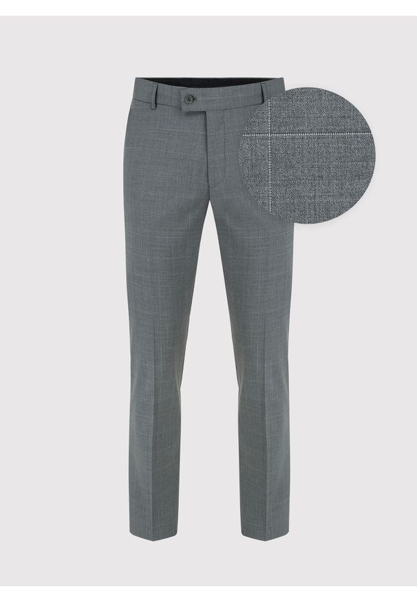 Pako Lorente - PAKO LORENTE – Ciemnaszare spodnie garniturowe w drobną kratę. Materiał: poliester, wełna, lycra. Styl: elegancki