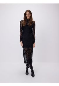Reserved - Koronkowa sukienka maxi - czarny. Kolor: czarny. Materiał: koronka. Typ sukienki: proste. Długość: maxi #1