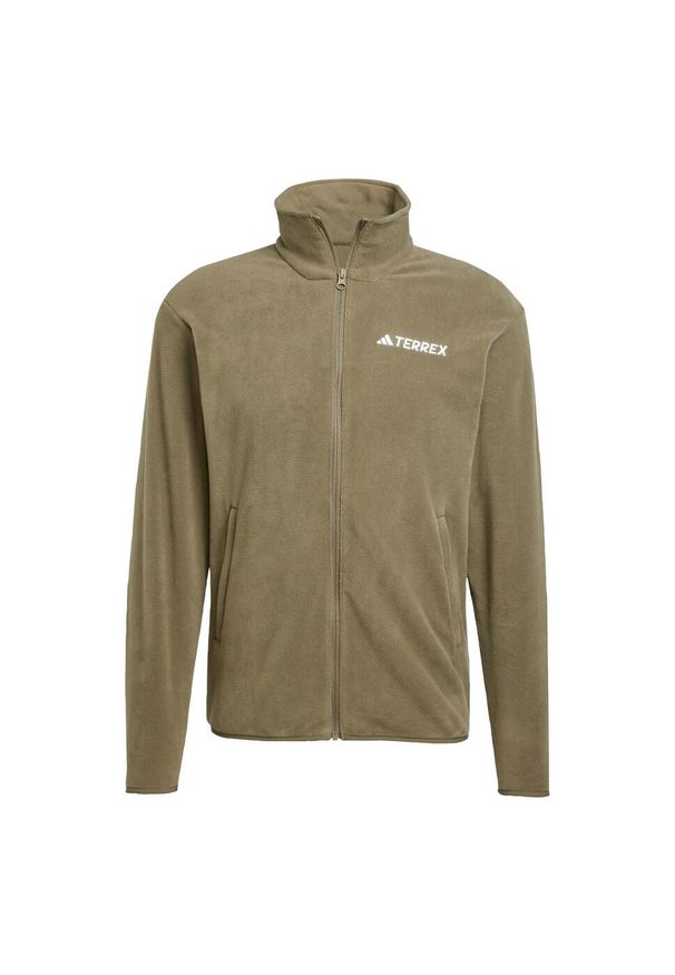 Adidas - Bluza polarowa Multi Essentials z suwakiem na całej długości. Kolor: beżowy. Materiał: materiał, polar. Sport: turystyka piesza