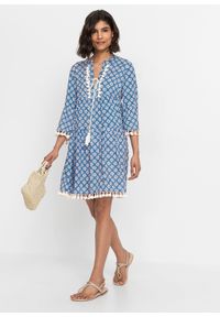 bonprix - Sukienka tunikowa z miękkiej wiskozy. Kolor: niebieski. Materiał: wiskoza #3