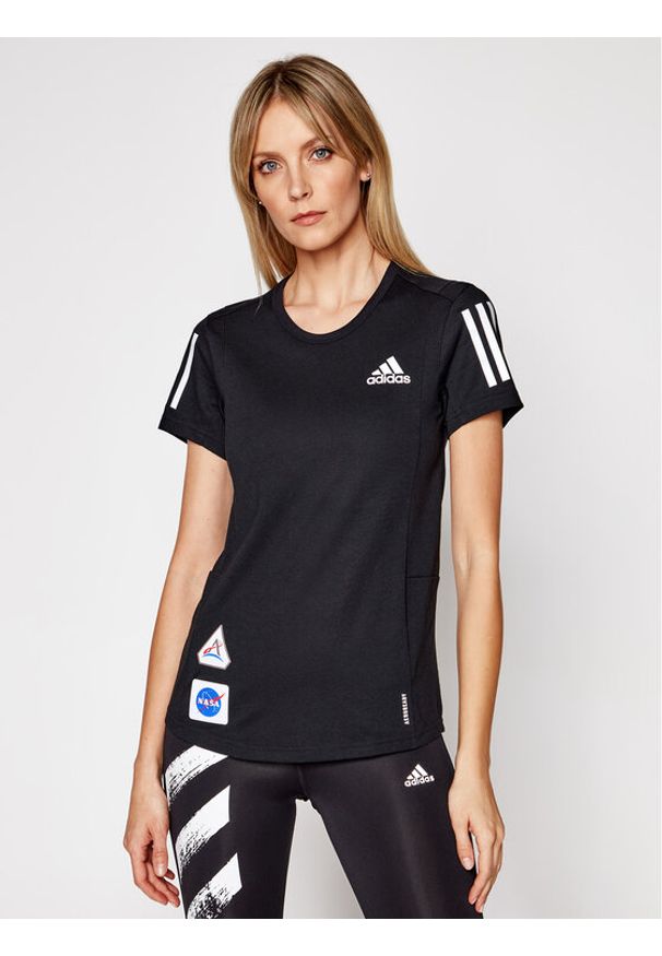 Adidas - adidas Koszulka techniczna Space Tee W GP5828 Czarny Regular Fit. Kolor: czarny. Materiał: bawełna
