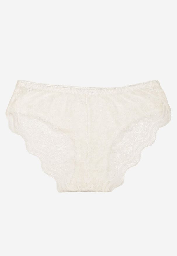 Born2be - Białe Majtki Bawełniane Figi z Koronką Carielle. Kolor: biały. Materiał: bawełna, koronka. Wzór: koronka